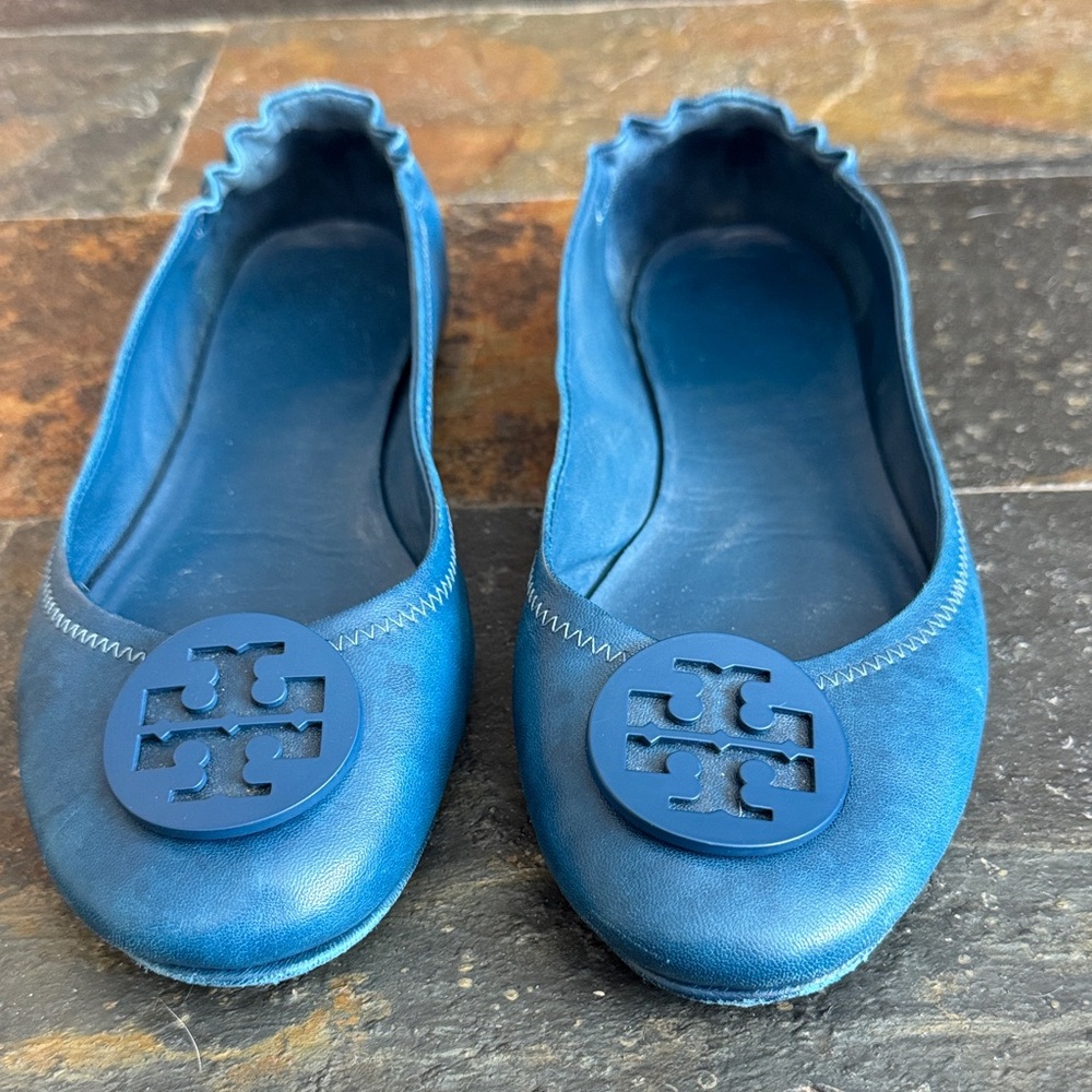 Tory Burch Vibrant Blue Leather Flats
